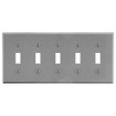 Hubbell Wallplate 5-Gang 5) Toggle Gray - P5GY