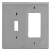 Hubbell Wallplate 2-Gang 1) Toggle 1) Receptacle Gray - P126