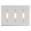 Hubbell Wallplate M-Size 3-Gang 3) Toggle Light Almond - PJ3LA