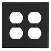 Hubbell Wallplate 2-Gang 2) Duplex Black - P82BK