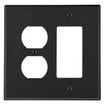 Hubbell Wallplate 2-Gang 1) Duplex 1) Decorator Black - P826BK