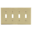 Hubbell Wallplate M-Size 4-Gang 4) Toggle Ivory - PJ4I