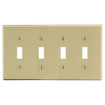 Hubbell Wallplate M-Size 4-Gang 4) Toggle Ivory - PJ4I