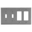 Hubbell Wallplate 4-Gang 2) Toggle 2) Decorator Gray - P2262