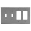 Hubbell Wallplate 4-Gang 2) Toggle 2) Decorator Gray - P2262GY