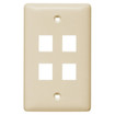 Hubbell Multimedia Wall Plate Standard Size Rear-Loading 1 Gang 4 Port Light Almond - NSP14LA