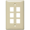 Hubbell Multimedia Wall Plate Standard Size Rear-Loading 1 Gang 6 Port Ivory