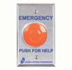 HES PBL-1 panic button close-up showing stainless steel construction and latch mechanism