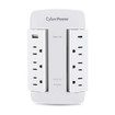 CyberPower Swivel 120V 2 USB 3.6A Type a & C 900J $75K CEG Wall TAP White - CSP600WSURC5