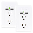 CyberPower 2-PACK 2-OUTLET Wall-tap with 2 USB Charging Ports 2.1A (shared) White - MP18HO007