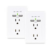 CyberPower 2-PACK 2-OUTLET Wall-tap with 2 USB Charging Ports 2.1A (shared) Whit