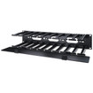 APC by Schneider Electric 2U Horizontal Cable Manager 6 Fingers TOP and Bottom -