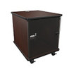 Middle Atlantic MFR Series Mobile Furniture Rack 12 Space 27in. D Melamine Plexi Door 3in. Casters Grained Dark Cherry