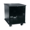 Middle Atlantic MFR Series Mobile Furniture Rack 12 Space 27in. D Melamine Plexi Door 3in. Casters Grained Ebony Ash