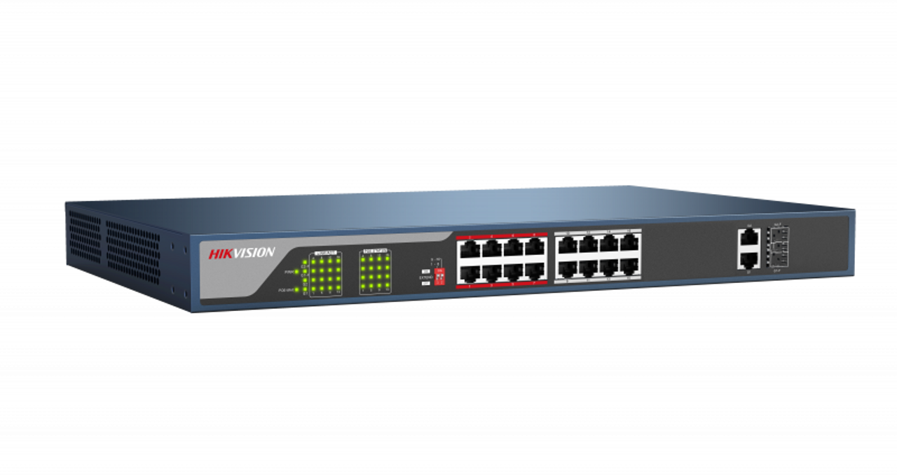 Hikvision DS-3E1318P-E 16-Port PoE Web-Managed Switch 2 Gigabit RJ45 2 SFP  Ports