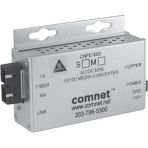 Comnet Small Size 100Mbps Media Converter (A) ST Connector AC/DC Power sm 1 fiber - CNFE1002SAC1A-M