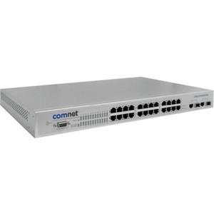 Comnet Hardened 24 Port Managed Switch 10/100/1000Base-TX Ports & 100/1000Base-T - CNGE24MSS2-OB