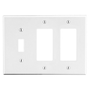 Hubbell Wallplate 3- Gang 1) Toggle 2) Decorator White - P12