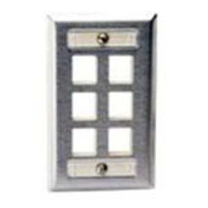 Face Plate with Label Fields 1 Gang 6 Port Stainless Steel