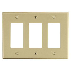 Hubbell Wallplate 3-Gang 3) Decorator Ivory - P263I