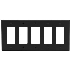 Hubbell Wallplate 5-Gang 5) Decorator Black - P265BK