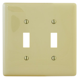 Hubbell Wallplate Nylon Jumbo 2-Gang 2) Toggle Ivory - NPJJ2
