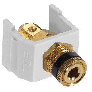 Hubbell AV Connector Speaker Post Gold Black Ring White - SF