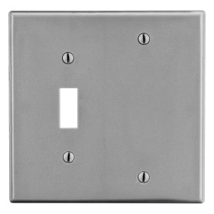 Hubbell Wallplate 2-Gang 1) Toggle 1) Blank Gray - P113GY