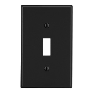 Hubbell Wallplate M-Size 1-Gang Toggle Black - PJ1BK