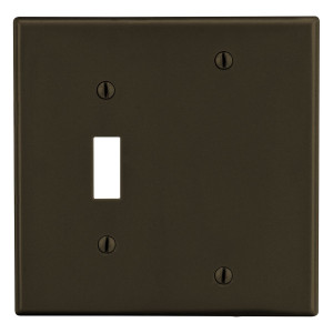 Hubbell Wallplate 2-Gang 1) Toggle 1) Blank Brown - P113