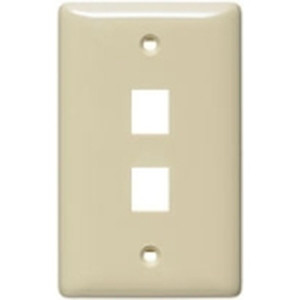 Hubbell Multimedia Wall Plate Standard Size Rear-Loading 1 Gang 2 Port Ivory