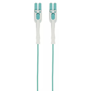 Hubbell HDFHPCLCPRPG4M5 OM4 LC to LC Duplex Fiber Patch Cord – 16.4 ft (5 m) – Aqua