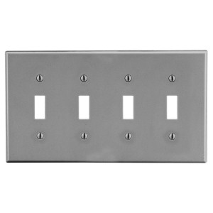 Hubbell Wallplate 4-Gang 4) Toggle Gray - P4GY