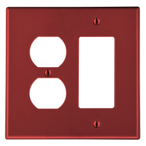 Hubbell Wallplate 2-Gang 1) Duplex 1) Decorator Red - P826R