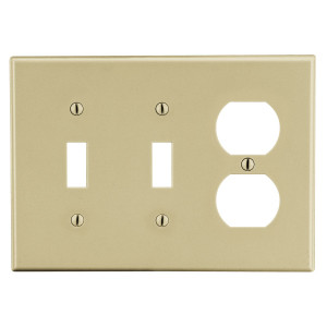 Hubbell PJ28I 3-Gang Toggle/Duplex Wallplate