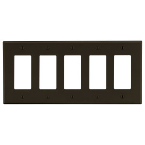Hubbell Wallplate 5-Gang 5) Decorator Brown - P265