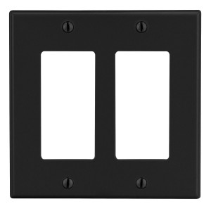 Hubbell Wallplate 2-Gang 2) Decorator Black - P262BK