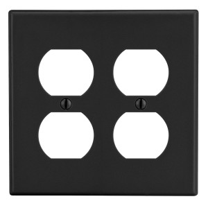 Hubbell Wallplate M-Size 2-Gang 2) Duplex Black - PJ82BK