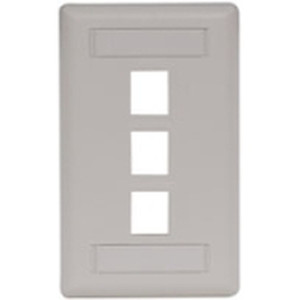 Hubbell Face Plate Rear-Loading 3 Port Single Gang Office White
