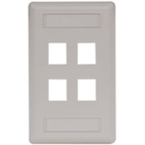 Hubbell Face Plate Rear-Loading 4 Port Single Gang Office White