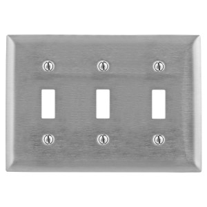 Hubbell SS3L 3-Gang Toggle Plate - Stainless Steel
