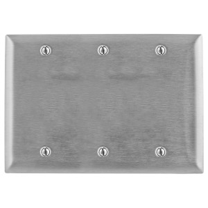 Hubbell SS33 3-Gang Blank Plate - Stainless Steel