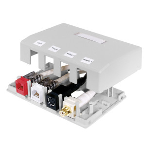 Hubbell Housing Surface Mount 4 Port Clear White - HSB4W