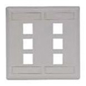 Single-Gang Keystone Wallplate  6-Port  Light Almond/Office White