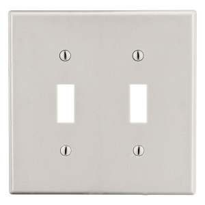 Hubbell Wallplate M-Size 2-Gang 2) Toggle Light Almond - PJ2