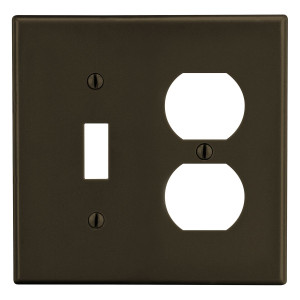 Hubbell Wallplate 2-Gang 1) Duplex 1) Toggle Brown - P18