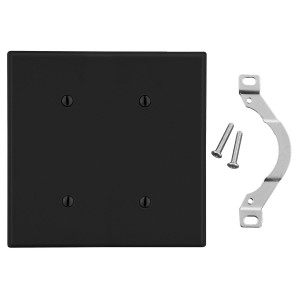 Hubbell Wallplate 2-Gang 2 Strap Mount Blank Black - P24BK