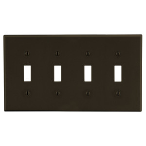 Hubbell Wallplate 4-Gang 4) Toggle Brown - P4