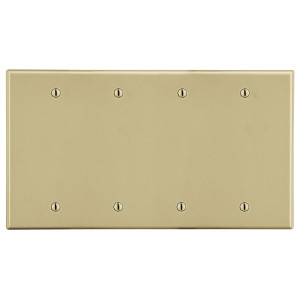 Hubbell Wallplate 4-Gang 4 Box Mount Blank Ivory - P43I