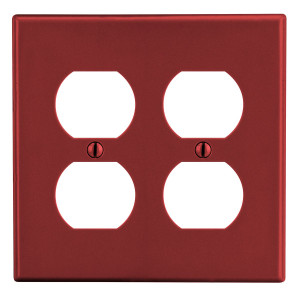 Hubbell Wallplate 2-Gang 2) Duplex Red - P82R